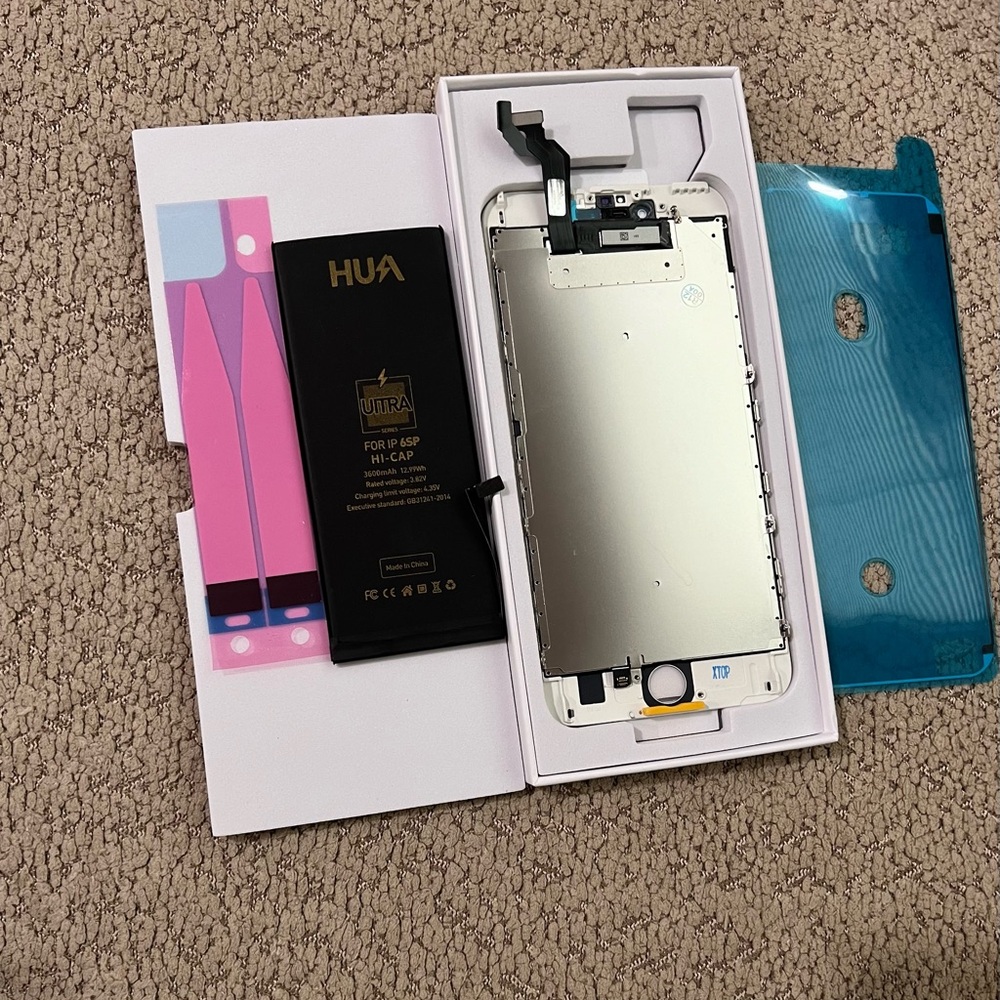 iPhone 6S Plus LCD Screen Replacement (With Steel Plate)  (White ) + Battery - Picture 2 of 3